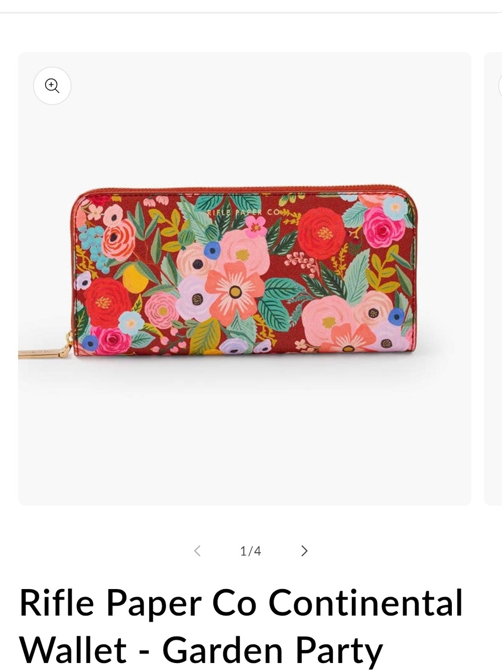 NWOT Rifle Paper Co. Garden Party Continental Wallet in Red Floral